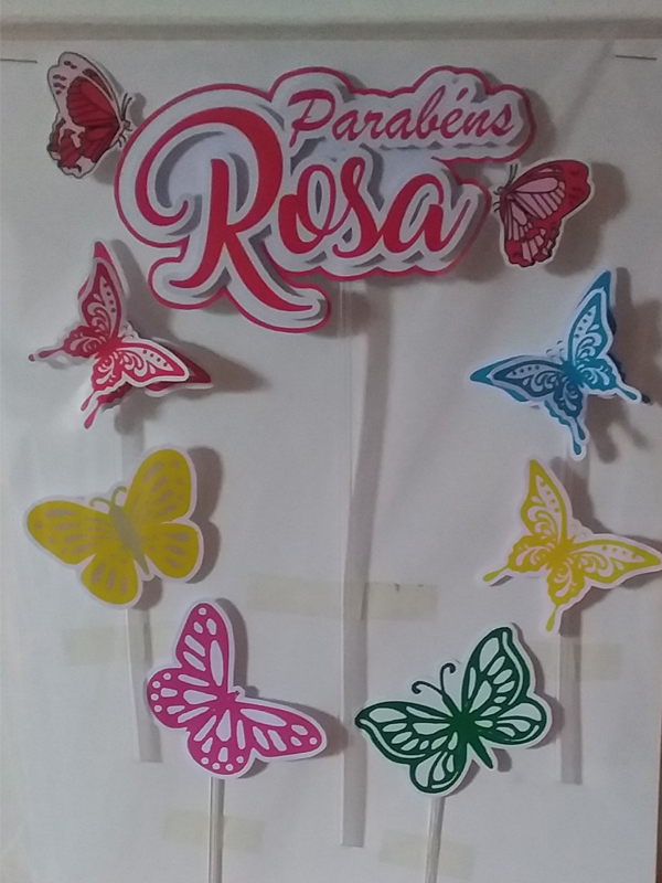 Arquivo Digital - Topo de bolo Borboletas Rosa