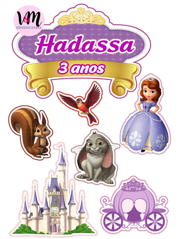 Topo De Bolo Topper De Bolo Personalizado Princesa Sofia