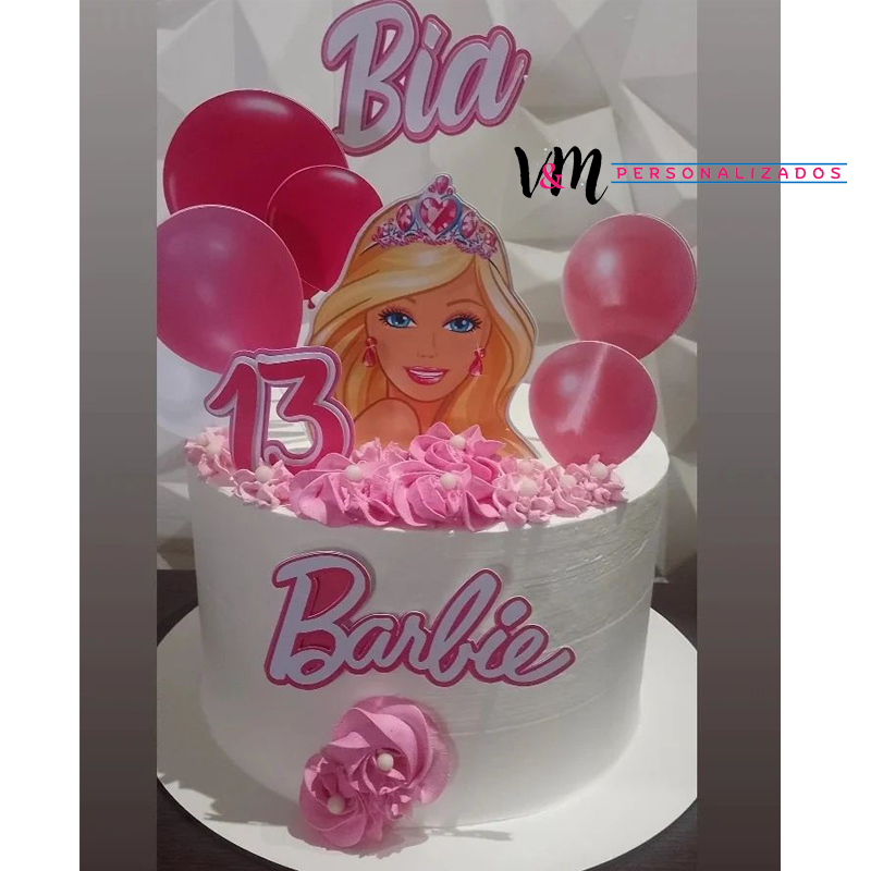 Topper De Bolo Personalizado Barbie